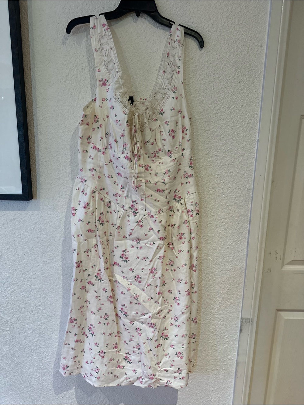 wild fable Cream Midi Dress with Pink Floral Print